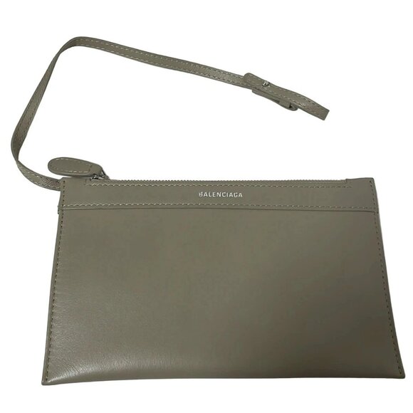 Auth BALENCIAGA Navy Cabas S 339933 Beige Leather - Tote Bag - Picture 8 of 12